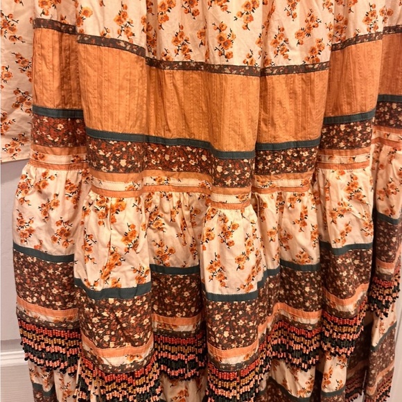 Ulla Johnson Beaded Fringe Top And Skirt Set Top Size 2 Skirt Size 4 Patchwork - Picture 3 of 6